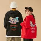 Couple Matching Hooded Print Loose-fit Jacket
