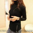 High-neck Rib-knit Sweater