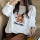 Long-sleeve Toast Print T-shirt