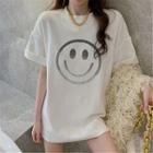 Short-sleeve Smiley Print T-shirt