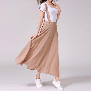 High-waist Midi Suspender Skirt
