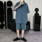 Elbow-sleeve Striped Tape Zipped Jacket