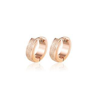 Simple And Fashion Plated Rose Gold Geometric Round Frosted 316l Stainless Steel Stud Earrings Rose Gold - One Size