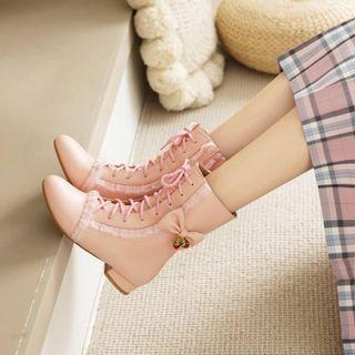 Bow Lace-up Short Boots