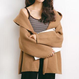 Plain Open-front Knit Cardigan