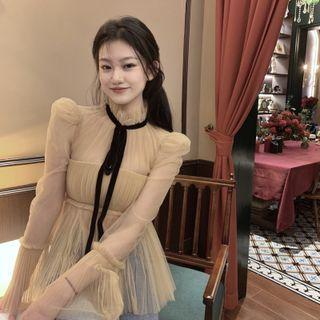 Flare-sleeve Sheer Top