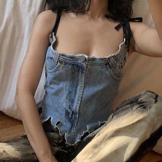 Asymmetrical Denim Camisole Top