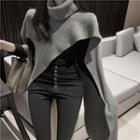 Ribbed Knit Cape Gray - One Size