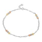 14k Tri-color White Yellow Rose Gold Triple Dots Anklet (23cm)