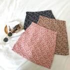 Leaf Print High-waist A-line Skirt