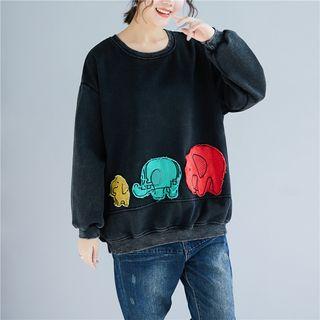 Elephant Applique Pullover Black - One Size