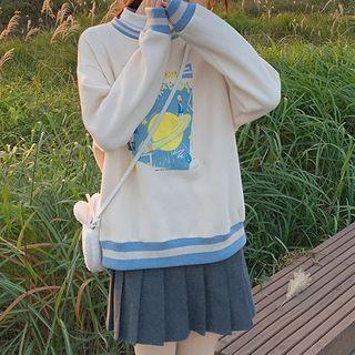 Printed Round-neck Pullover With Fleece