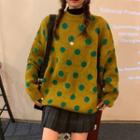 Dotted Long-sleeve Sweater Green - One Size