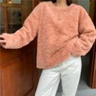 Plain Fluffy Sweatshirt Tangerine - One Size