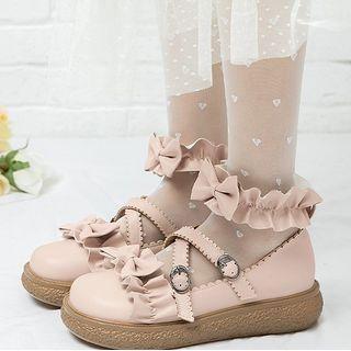 Platform Frill Trim Bow Mary Janes