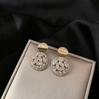 Rhinestone Disc Dangle Earring Champagne - One Size