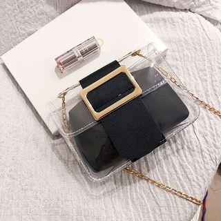 Metal Buckle Transparent Crossbody Bag With Pouch