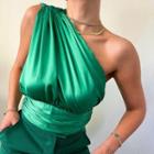 One-shoulder Satin Top