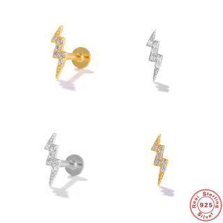 Rhinestone Lightening Bolt Stud Earring