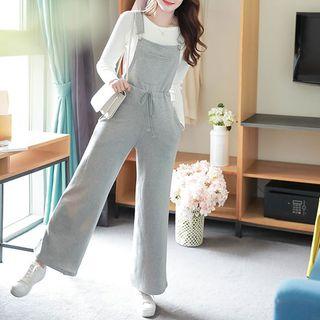 Drawstring Wide-leg Overall Pants