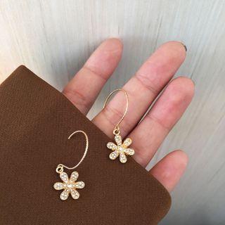 Flower Drop Earring 1 Pair - Flower - Gold - One Size