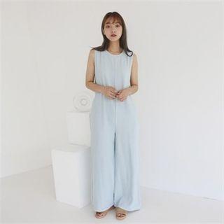 Sleeveless Denim Wide-leg Jumpsuit
