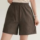 Band-waist A-line Linen Shorts
