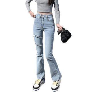 High Waist Lace Up Bootcut Jeans