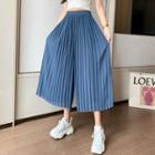Plain Chiffon Accordion Pleat Wide-leg Pants
