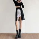 Asymmetrical Panel Mini A-line Skirt