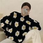 Floral Embroidered Sweater Black - One Size