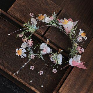 Wedding Set: Branches Headband + Fringed Earring Headband & 1 Pair - Clip On Earring - As Shown In Figure - One Size
