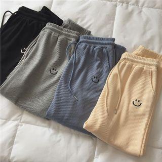 Smiley Face Embroidered Leisure Pants