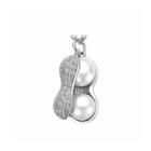 925 Sterling Silver Peanut Pendant With White Cubic Zircon And Freshwater Cultured Pearl And Necklace