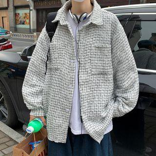 Pocket Detail Oversized Tweed Jacket