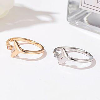 Alloy Rhinestone Mermaid Tail Open Ring
