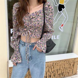 Floral Ruffled Cropped Blouse
