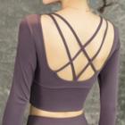 Long-sleeve Strappy Open-back Sports T-shirt