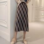 Argyle A-line Midi Knit Skirt