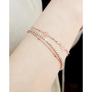 Set Of 3: Rhinestone Bracelet