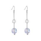 925 Sterling Silver Long Earrings With Austrian Element Crystal Silver - One Size