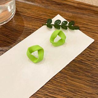 Geometric Stud Earring 1 Pair - Green - One Size