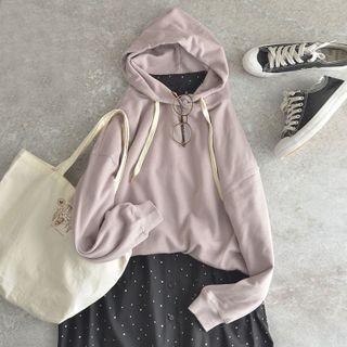 Hooded Long-sleeve Plain Sweatshirt