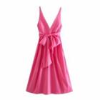Sleeveless Bow Midi A-line Dress