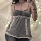 Lace-panel Ruffled-trim Camisole Top