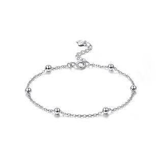 925 Sterling Silver Simple Fashion Round Bead Bracelet Silver - One Size