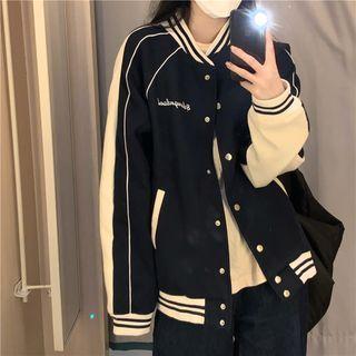Two-tone Panel Button-up Jacket Black & White - One Size