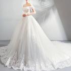 Off Shoulder Trained Wedding Gown