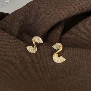Rhinestone Twisted Alloy Earring As Shown In Figure - One Size