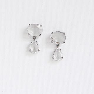 Faux-gem Teardrop Earrings (transparent) One Size
